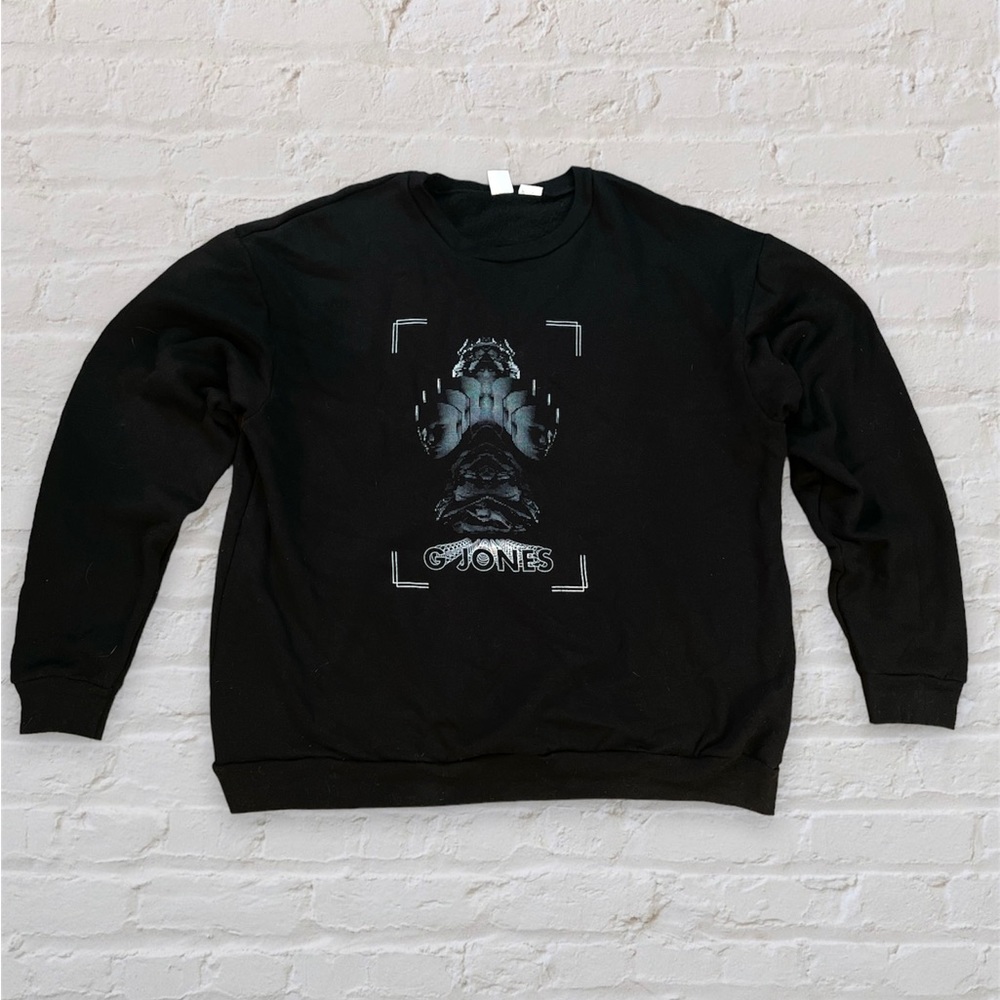 Black G Jones Long Sleeve Crew Neck Pullover Sweatshirt